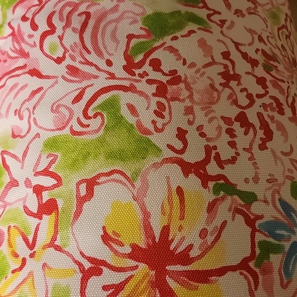 Lilly Pulitzer throw toss Pillow with White Pom Poms - Picture 4 of 4